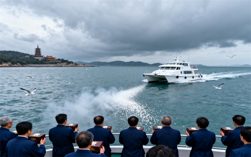 天津南疆码头包船海葬现场｜外公举办海上告别仪式场面温馨