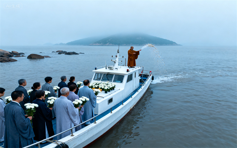 天津塘沽港远洋海葬现场｜外婆海撒送别场面温馨