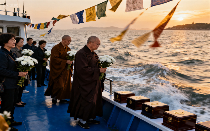 天津东疆港远洋海葬纪实｜家属为父亲纪念仪式